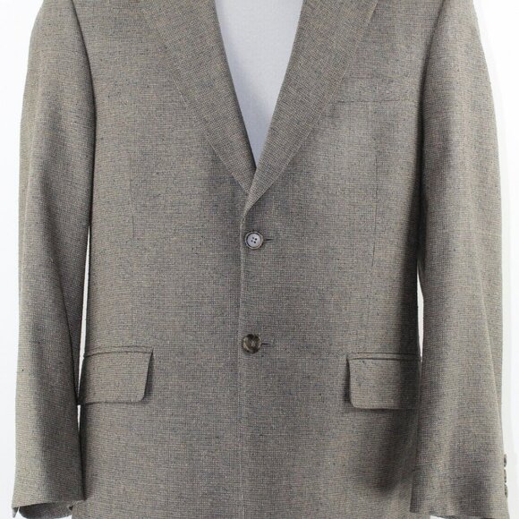 Taylor Henry Tailored 40R Olive Blue 100% Silk Acetate Lined Blazer Jacket - Picture 2 of 8